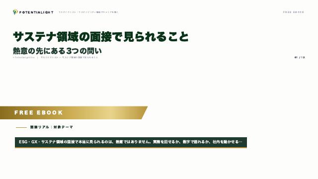 サステナ領域の面接で見られること eBook表紙