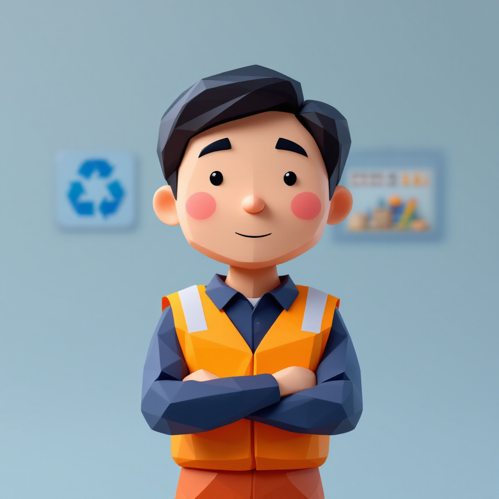 静脈産業DX担当のキャラクターイラスト